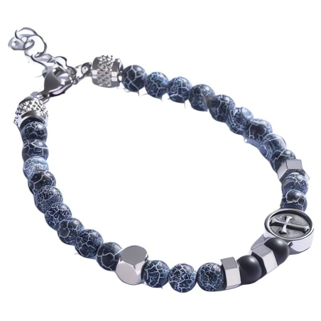 Korálkový náramek pro muže s praskaným achátem MCGB5025 Marc Malone