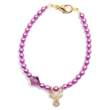 Fialový korálkový mini náramek s jelínkem Deers