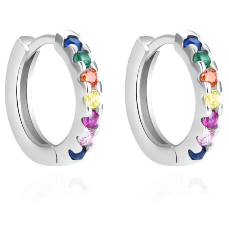 Stříbrné náušnice kruhy s barevnými zirkony AGT-E192KC Agato