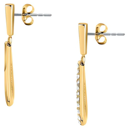 Pozlacené visací náušnice Kapka s krystaly Design SAYP29 Morellato