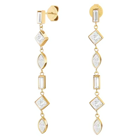 Originální pozlacené náušnice s čirými krystaly Pendant JECPG-J1169 Rosefield