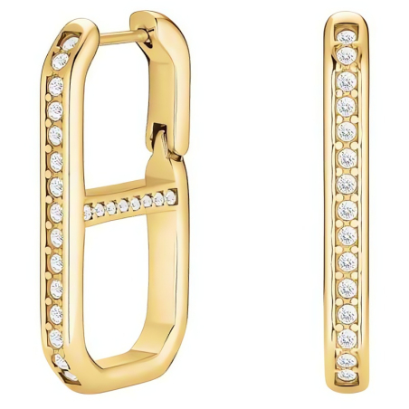 Pozlacené osmihranné náušnice s krystaly Fine Octagon JEFOG-J1179 Rosefield