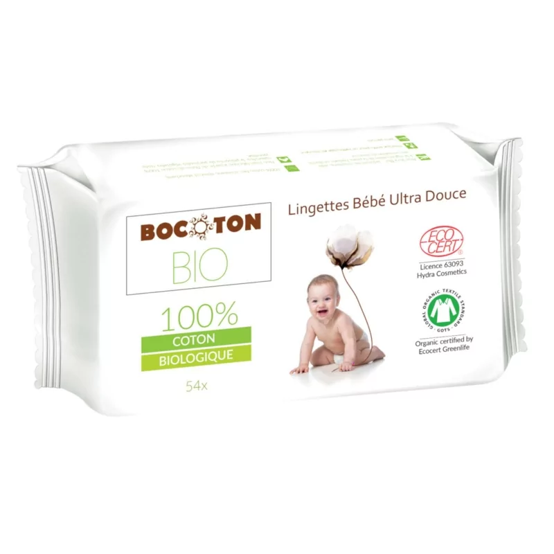 Dětské vlhčené ubrousky z BIObavlny Bocoton - 54 ks Dětské vlhčené ubrousky z BIObavlny Bocoton - 54 ks