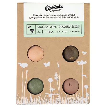 Blossombs Semínkové bomby - Dárková sada mini (4 ks) - originální a praktický dárek v jednom