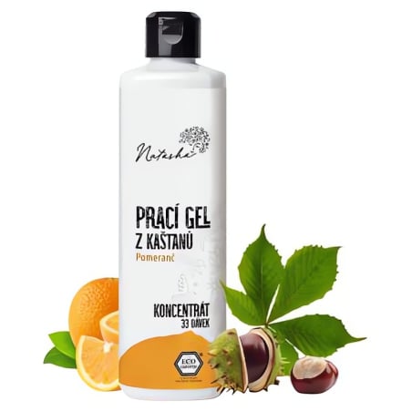 Natasha Prací gel z kaštanů Pomeranč - koncentrát 500 ml - 33 pracích dávek v 500 ml