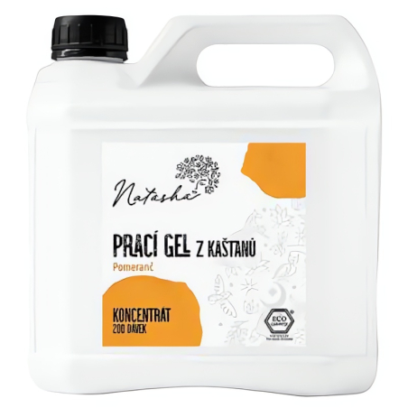 Natasha Prací gel z kaštanů Pomeranč - koncentrát 3 l - 33 pracích dávek v 500 ml