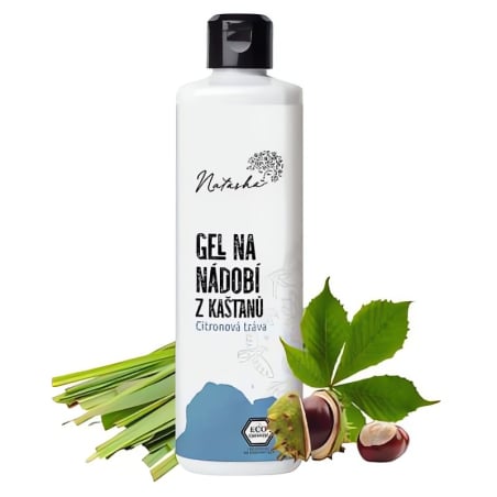Natasha Gel na nádobí z kaštanů Citronová tráva 500 ml - bojovník s mastnotou šetrný k pokožce