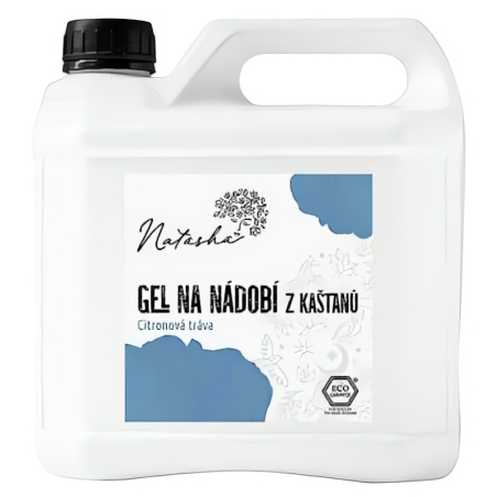 Natasha Gel na nádobí z kaštanů Citronová tráva 3 l - bojovník s mastnotou šetrný k pokožce