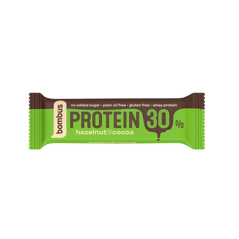 Tyčinka lískový oříšek a kakao (protein 30%) Bombus - 50 g Tyčinka lískový oříšek a kakao (protein 30%) Bombus - 50 g