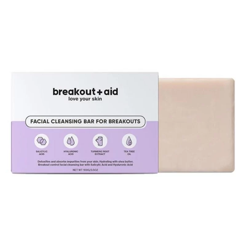 Čisticí mýdlo na problematickou pokožku s kyselinou salicylovou Breakout+aid - 100 g Čisticí mýdlo na problematickou pokožku s kyselinou salicylovou Breakout+aid - 100 g
