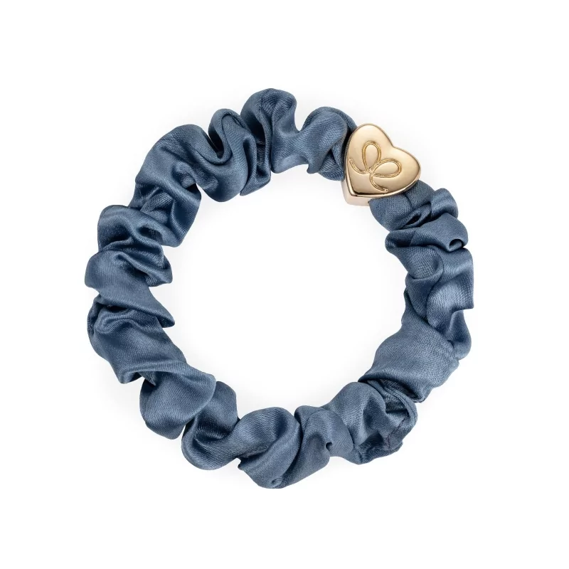 Gumička Gold Heart Silk Scrunchie (modrá) By Eloise London - 1 ks Gumička Gold Heart Silk Scrunchie (modrá) By Eloise London - 1 ks