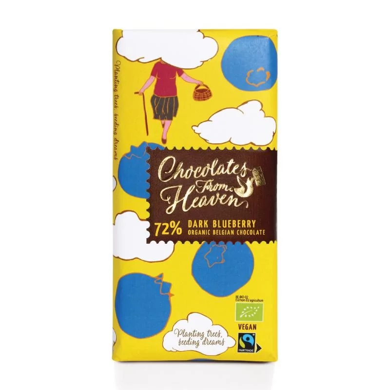 BIO hořká čokoláda s borůvkami 72% Chocolates from Heaven - 100 g BIO hořká čokoláda s borůvkami 72% Chocolates from Heaven - 100 g