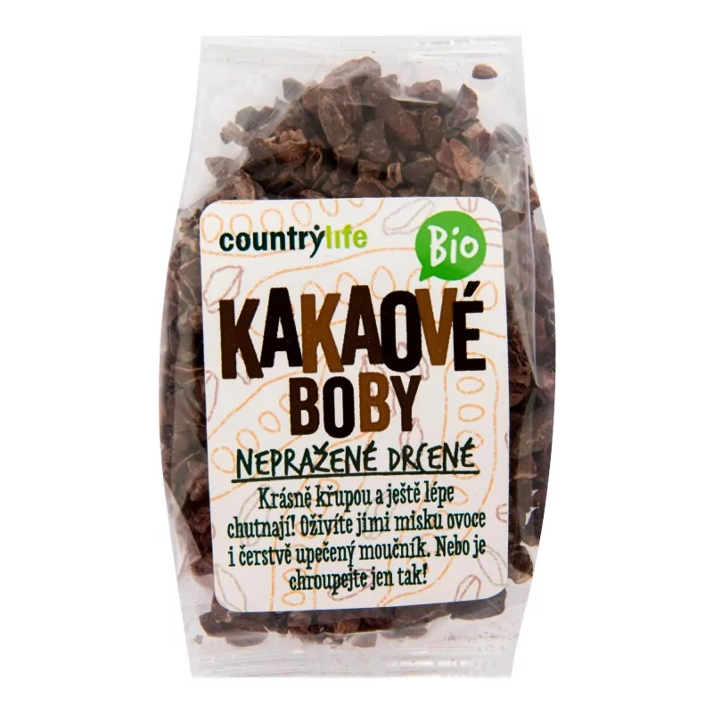 Kakaové boby nepražené drcené BIO Country Life - 100 g Kakaové boby nepražené drcené BIO Country Life - 100 g