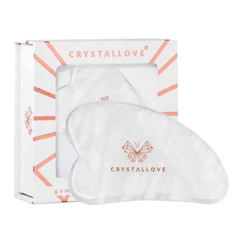 Guasha (masážní pomůcka na obličej, clear quartz) Crystallove - 1 ks Guasha (masážní pomůcka na obličej, clear quartz) Crystallove - 1 ks