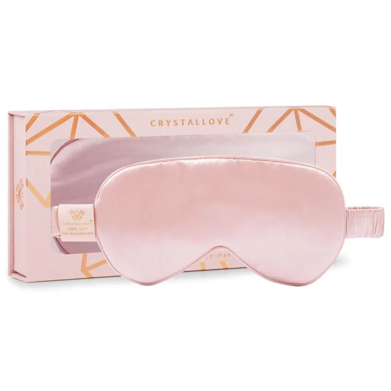 Hedvábná maska na oči (růžová) Crystallove - 1 ks Hedvábná maska na oči (růžová) Crystallove - 1 ks