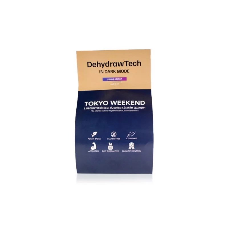 Tokyo weekend s japonským křenem zázvorem a černým sezamem bio pikantní krutonky Dehydraw.Tech - 150 g
