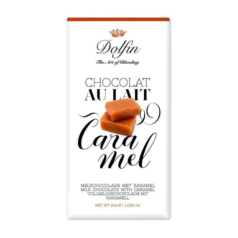 Mléčná čokoláda se slaným karamelem Dolfin - 30 g Mléčná čokoláda se slaným karamelem Dolfin - 30 g