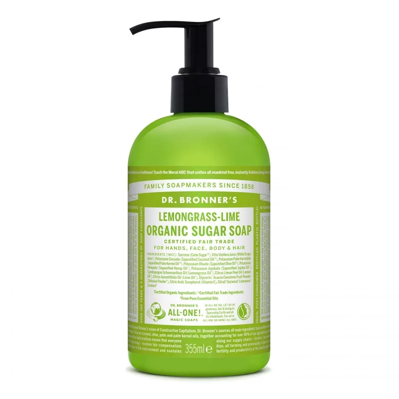 Tekuté mýdlo na tělo i vlasy Sugar - Shikakai (Lemongrass - Lime) Dr. Bronner's - 355 ml Tekuté mýdlo na tělo i vlasy Sugar - Shikakai (Lemongrass - Lime) Dr. Bronner's - 355 ml