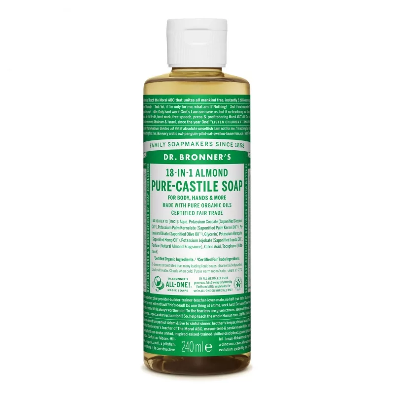 Tekuté universální mýdlo All - One! (Almond) Dr. Bronner's - 240 ml Tekuté universální mýdlo All - One! (Almond) Dr. Bronner's - 240 ml