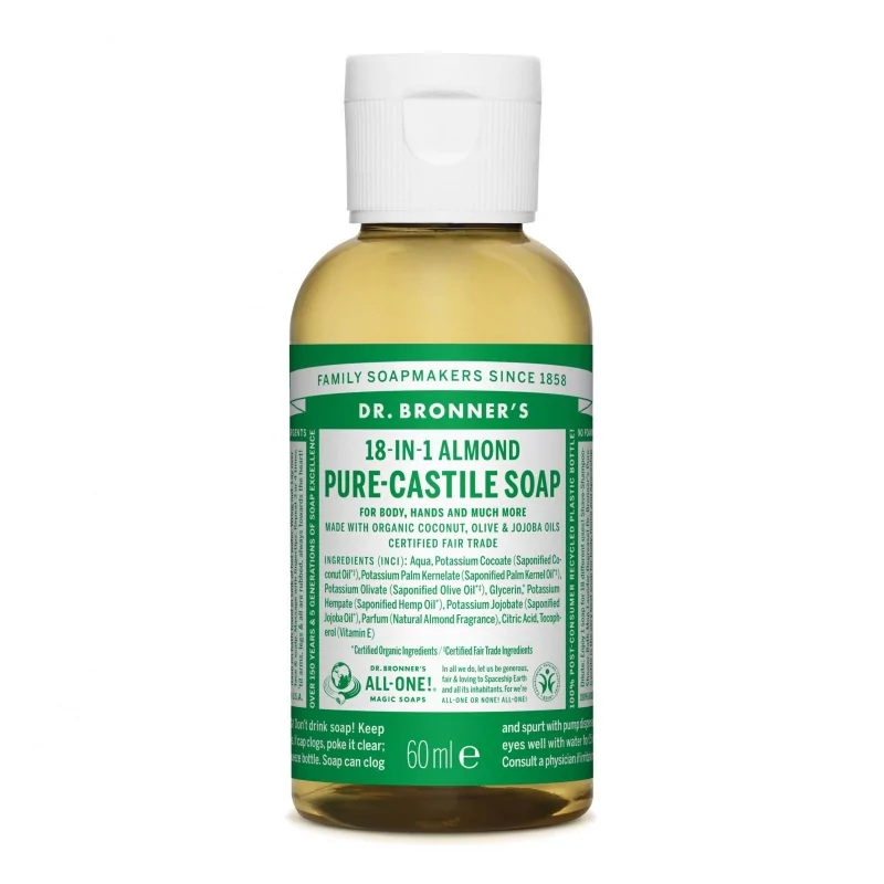 Tekuté universální mýdlo All - One! (Almond) Dr. Bronner's - 60 ml Tekuté universální mýdlo All - One! (Almond) Dr. Bronner's - 60 ml