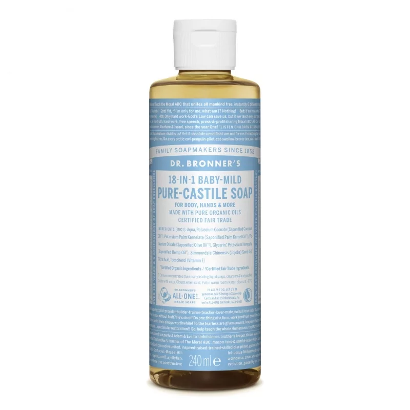 Tekuté universální mýdlo All - One! (Baby - Mild) Dr. Bronner's - 240 ml Tekuté universální mýdlo All - One! (Baby - Mild) Dr. Bronner's - 240 ml