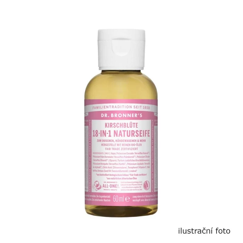 Tekuté universální mýdlo All - One! (Cherry Blossom) Dr. Bronner's - 10 ml Tekuté universální mýdlo All - One! (Cherry Blossom) Dr. Bronner's - 10 ml