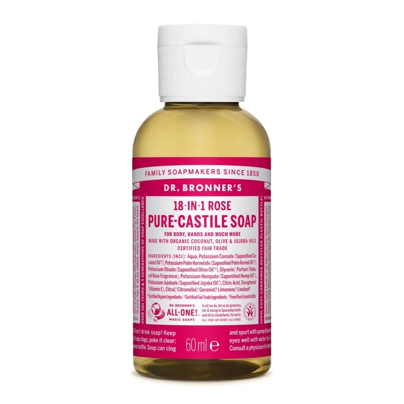 Tekuté universální mýdlo All - One! (Rose) Dr. Bronner's - 60 ml Tekuté universální mýdlo All - One! (Rose) Dr. Bronner's - 60 ml