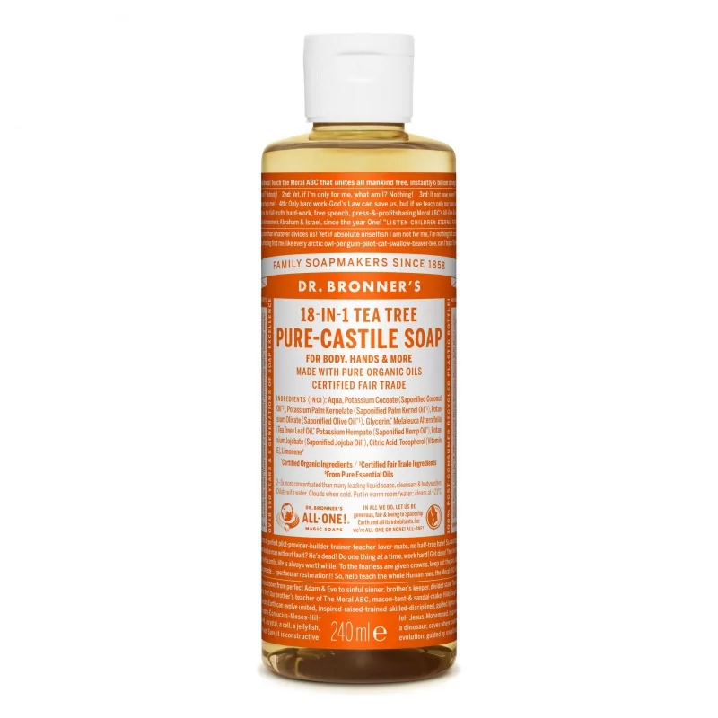 Tekuté universální mýdlo All - One! (Teatree) Dr. Bronner's - 240 ml Tekuté universální mýdlo All - One! (Teatree) Dr. Bronner's - 240 ml