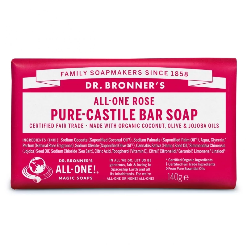 Tuhé mýdlo Rose Dr. Bronner's - 140 g