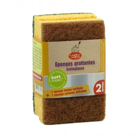 Eko mycí houbička Ecodis - 2 ks, hnědá a zelená