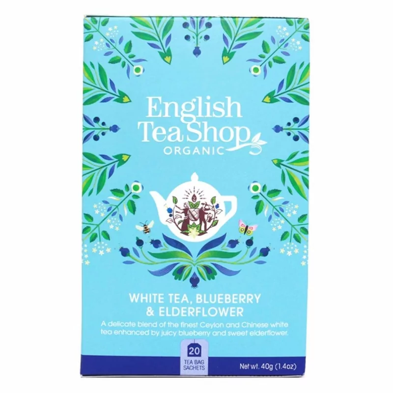 Bílý čaj borůvka a bezový květ BIO English Tea Shop - 30 g, 20 ks Bílý čaj borůvka a bezový květ BIO English Tea Shop - 30 g, 20 ks
