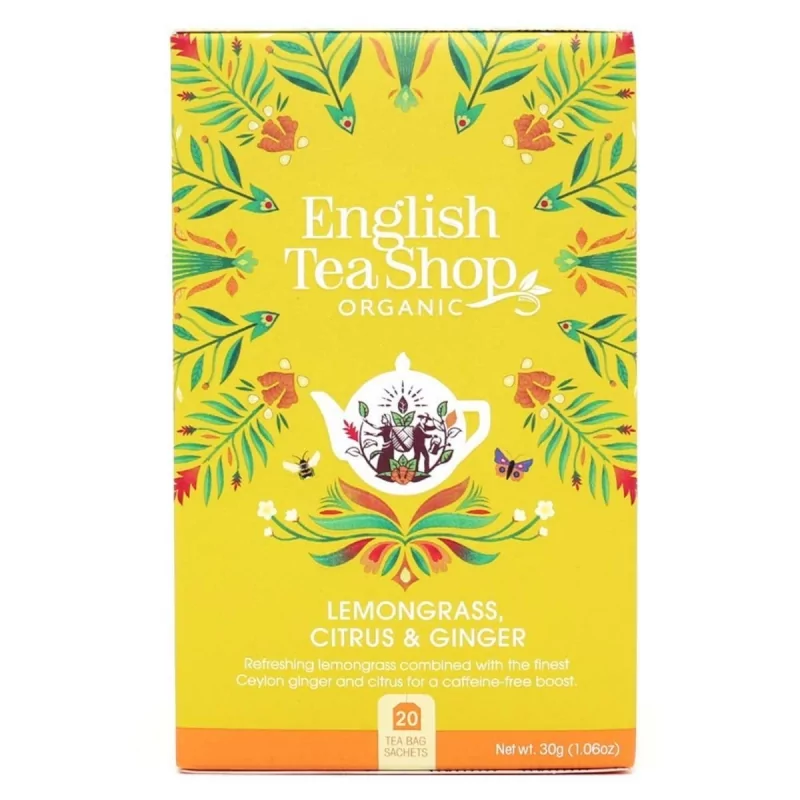 Čaj citronová tráva (zázvor a citrusy, BIO) English Tea Shop - 30 g, 20 ks