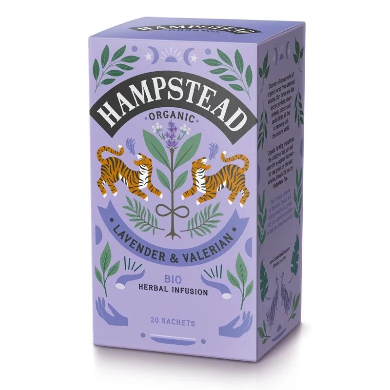 BIO bylinný čaj s levandulí a kozlíkem (20ks) Hampstead Tea London - 20 g BIO bylinný čaj s levandulí a kozlíkem (20ks) Hampstead Tea London - 20 g