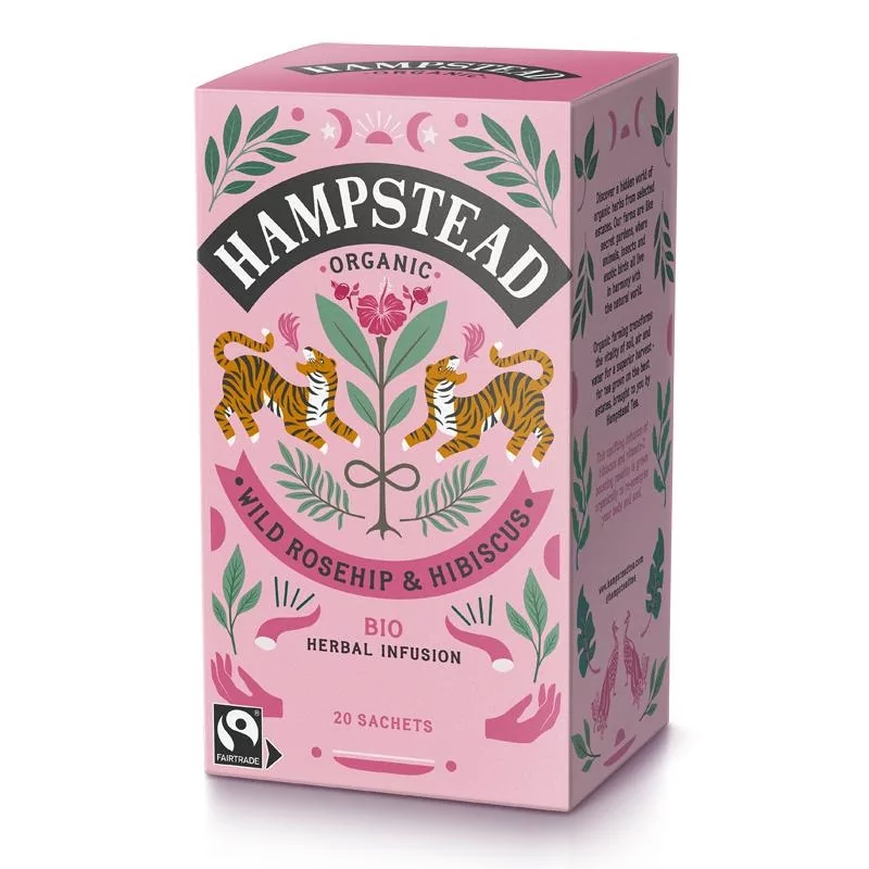 BIO šípkový čaj s ibiškem (20ks) Hampstead Tea London - 30 g BIO šípkový čaj s ibiškem (20ks) Hampstead Tea London - 30 g