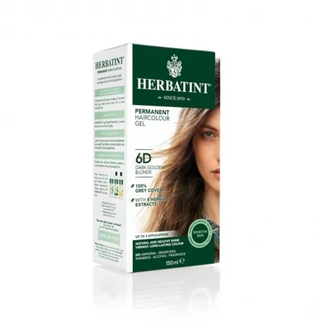 Permanentní barva na vlasy tmavá zlatavá blond 6D Herbatint - 150 ml