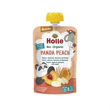 Panda Peach BIO ovocné pyré broskev (meruňka, banán, špalda) Holle - 100 g