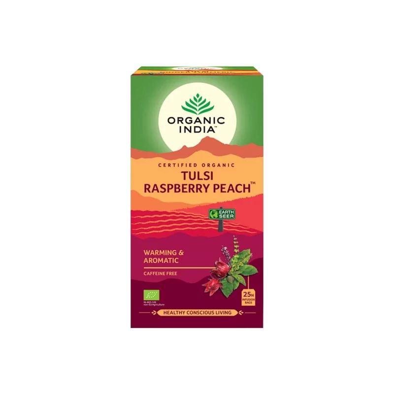 Čaj Tulsi Raspberry Peach BIO Organic India - 34.2 g, 25 ks