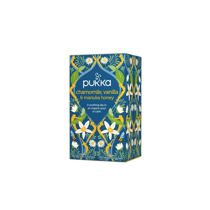 Čaj ayurvédský Chamomile (Vanilla and Manuka Honey, BIO) Pukka - 32 g, 20 ks Čaj ayurvédský Chamomile (Vanilla and Manuka Honey, BIO) Pukka - 32 g, 20 ks