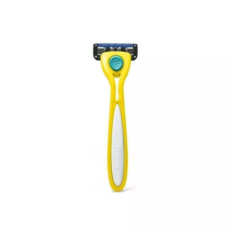 Holicí strojek heřmánkově žluté barvy vč. 1 hlavice "Shave 5" Preserve Holicí strojek heřmánkově žluté barvy vč. 1 hlavice "Shave 5" Preserve
