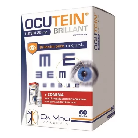 Ocutein Brillant Lutein 25 mg 60 tob.+ Ocutein® Sensitive zvlhčující oční kapky 15 ml ZDARMA Simply You