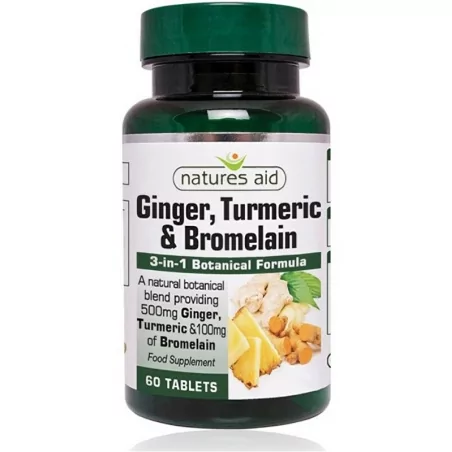 Zázvor kurkuma a bromelain 60 tablet / podpora imunity Natures Aid