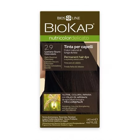 Nutricolor Delicato / Barva na vlasy 2.90 Kaštanovo čokoládová tmavá Biokap - 140 ml