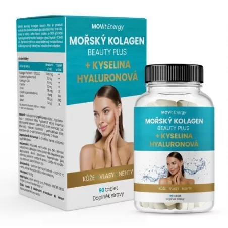 Mořský Kolagen Beauty Plus + Kyselina hyaluronová MOVit Energy - 90 tablet