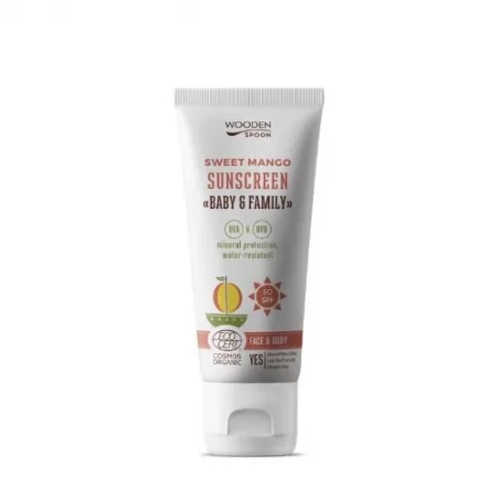 Opalovací tělové mléko Mango Baby & Family SPF 50 (Tanning Body Lotion) WoodenSpoon - 100 ml