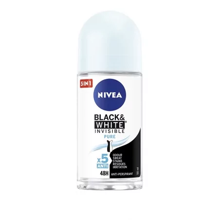 Kuličkový antiperspirant Invisible For Black & White Pure Nivea - 50 ml