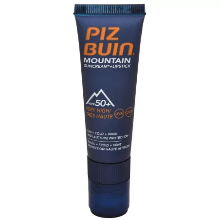 Sluneční krém SPF 50+ a ochranný balzám na rty SPF 30 2 v 1 (Mountain Combi "2 in 1" Sun Cream SPF 50+ a Lipstick) 20 ml + Piz B