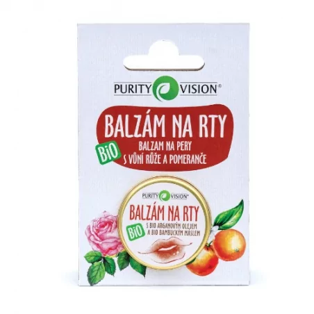 Pečující BIO balzám na rty s vůní růže a pomeranče Purity Vision - 12 ml