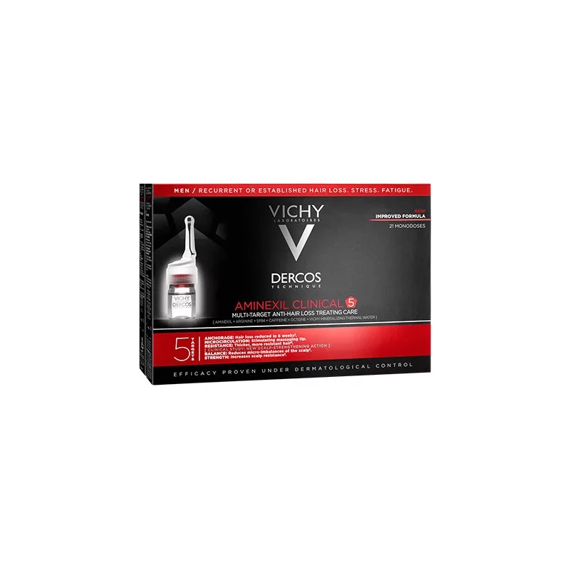 Multiúčelová kúra proti vypadávání vlasů pro muže Dercos Aminexil Clinical 5 Vichy - 21 x 6 ml