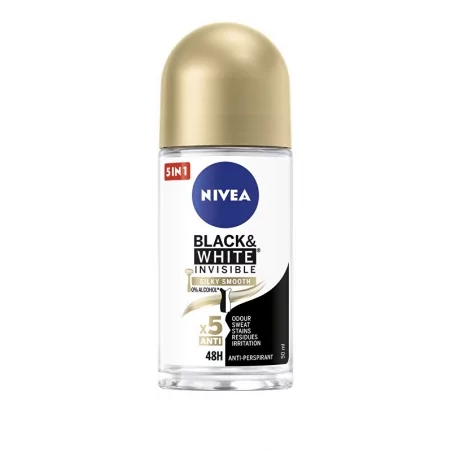 Kuličkový antiperspirant bez alkoholu Invisible Black & White Silky Smooth Nivea - 50 ml