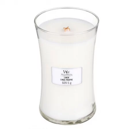 Vonná svíčka váza Linen WoodWick - 609,5 g